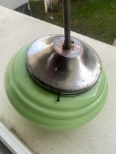 Lampadario Vetro Opalino Verde a Sospensione Vintage Anni 50 Happy Days Telefilm