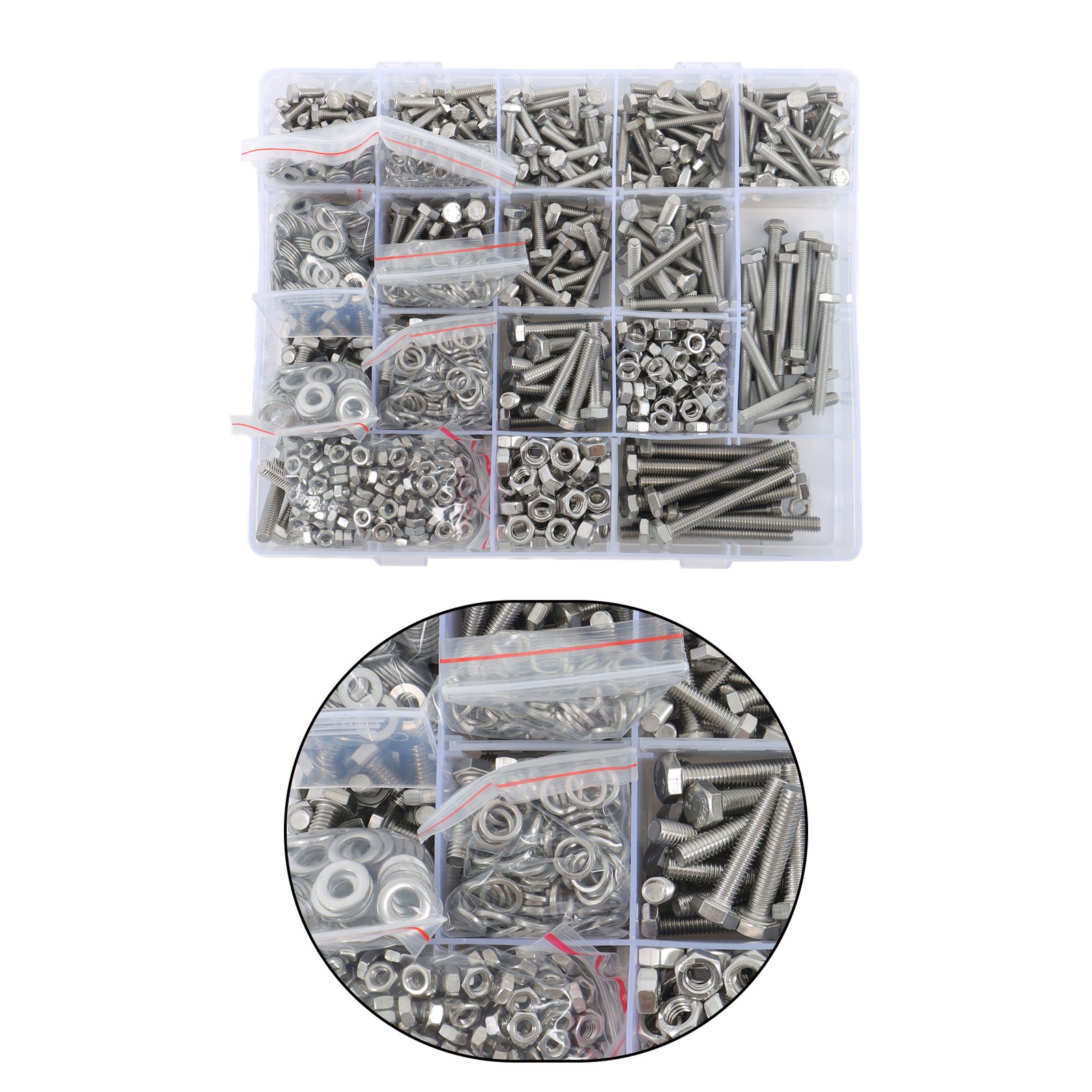 1640PCS M5 M6 M4 Bolts and Nuts Assortment Kit Grade 8.8 Alloy Steel Hex Screws