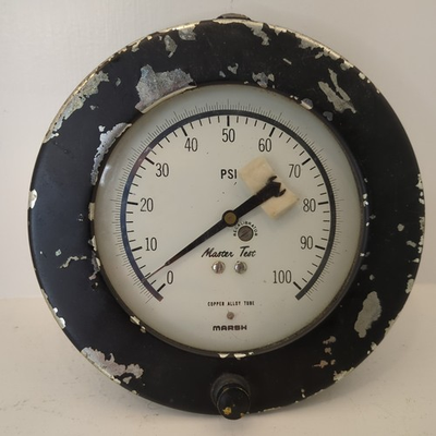 #ad Marsh Instrument Co. Master Test Pressure Gauge 0 100PSI 4 1 2” FACE $17.50