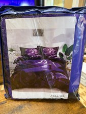 3D Purple Rose Duvet  Pillow Cover Set, Queen Size 90 X 90, Brand New.