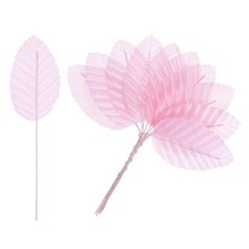 20Pcs Artificial Silk Leaf, Faux Wire Single Leaves, Fake Flower Pink