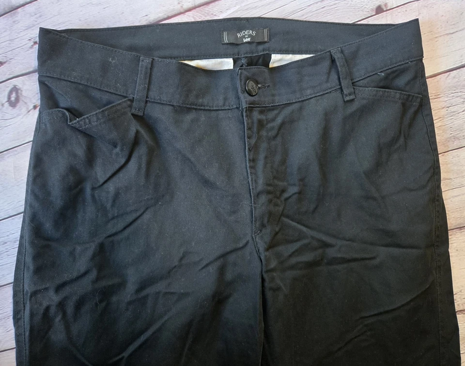 Pantalones chinos Riders by LEE pierna recta tiro medio negros para mujer talla 14L largos Foto 3 de 4