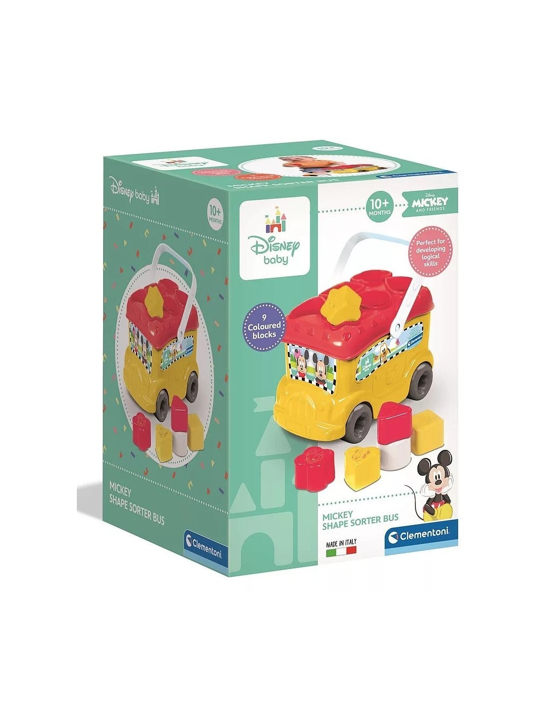 CLEMENTONI Topolino Bus inserimento forme - 9 blocchi colorati - Immagine 2
