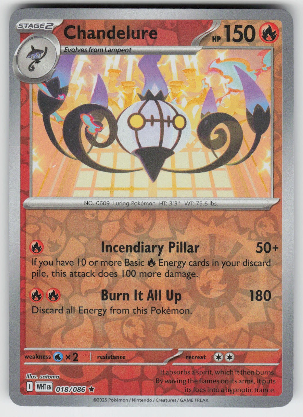 Chandelure Reverse Holo SV: White Flare Rare 018/086 NM