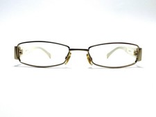 VTG Gucci Gold Metal Rectangular Glasses White Temples Italy GG 2868 51 17 135