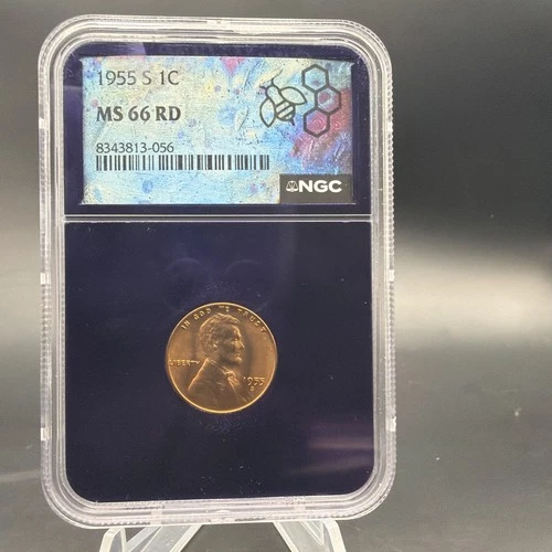 1955 S 1C Lincoln Wheat Cent - NGC MS66 RD - Free Shipping