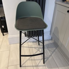 john lewis whistler bar stool, metal frame, padded seat rrp £129 green and grey