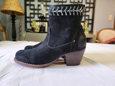 Rag Bone Womens 37.5 Black Suede W/Crochet Mercer Ankle Boots
