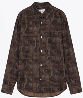 New NN07 Mens Freddy Modal Blend Long Sleeve Shirt in Navy Multi Sz XL RRP £160