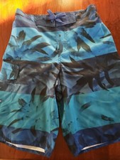 Laguna Boys Swim Trunks Blue Tones With Flowers Print Size L/G 14/16 EUC