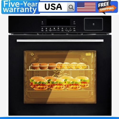 ๐24"Electric Single Wall Oven 2.5Cu.ft 70L Electric Convection Oven 8 Baking Mo