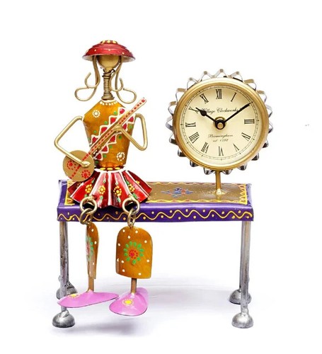 Whimsical Multi colour Metal Doll Table Clock – Fun & Functional Decor Piece - Picture 3 of 5