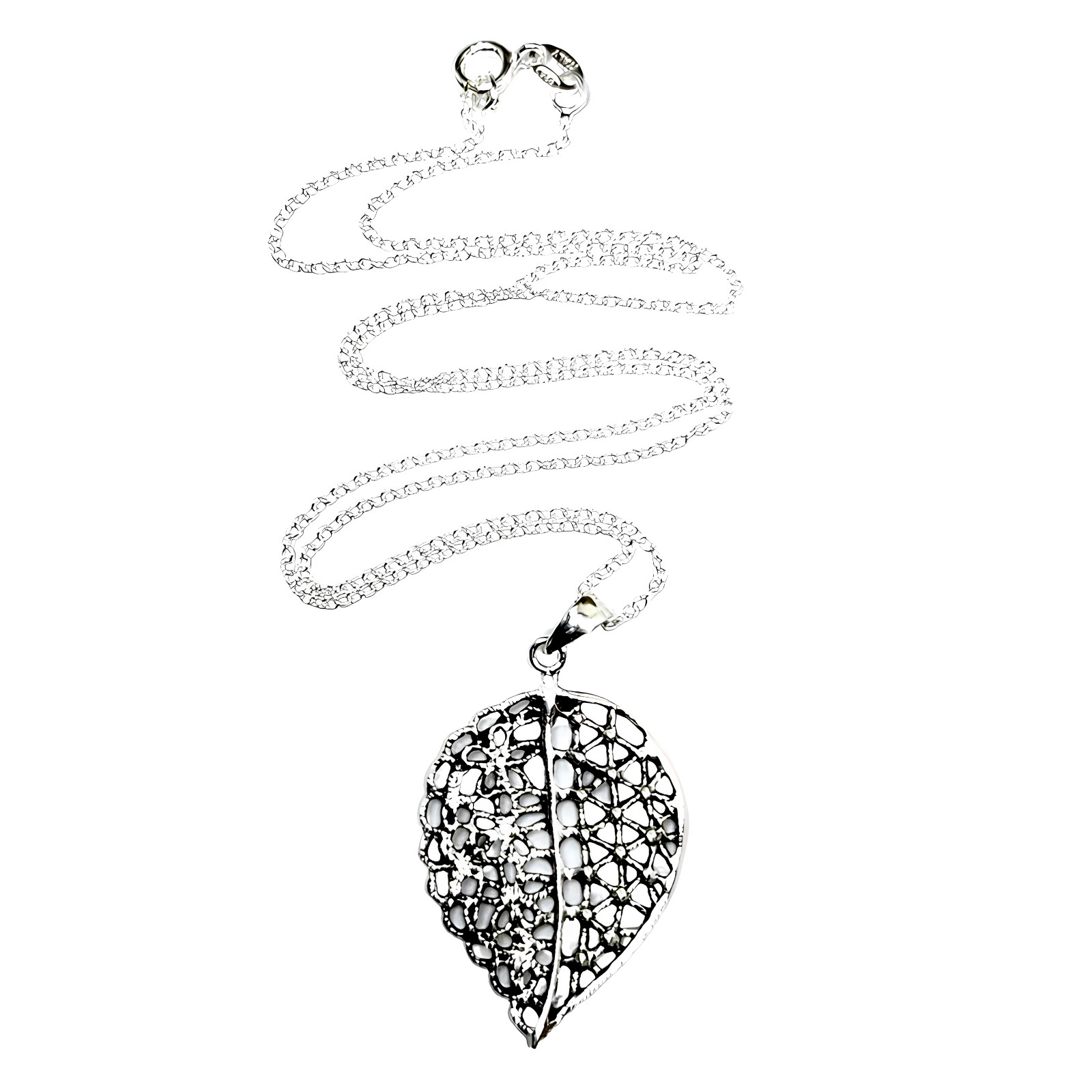 Leaf Pendant Seed of Life Filigree 925 Sterling Silver Necklace Jewellery & Box