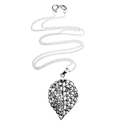 Blatt Anhänger Samen des Lebens filigran 925 Sterling Silber Halskette Schmuck & Box