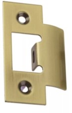 Door Latch Keep Strike & Face Plate for Tubular Mortise Latch in Satin Brass