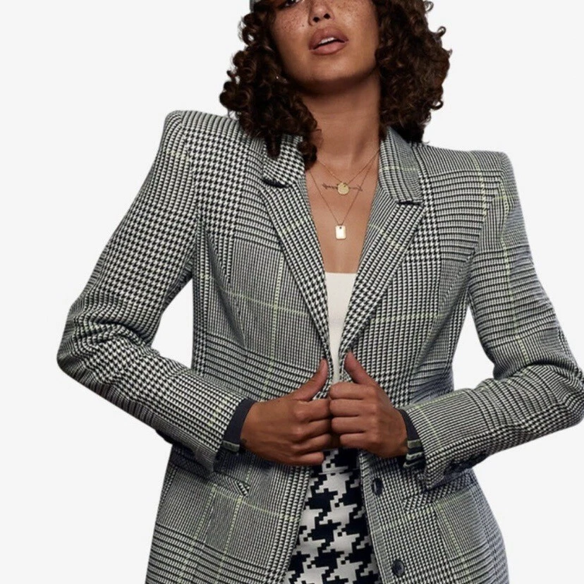 Adidas Ivy Park Halls Of Ivy Suit Jacket Houndstooth Plaid Size Large | eBay
