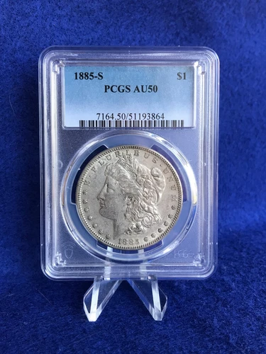 1885-S MORGAN SILVER DOLLAR $1 *PCGS AU50 ABOUT UNCIRCULATED* LOWER MINTAGE