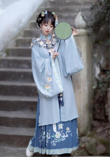 Ming Dynasty Imitation Makeup Hanfu Flower Horse Face Skirt For Women