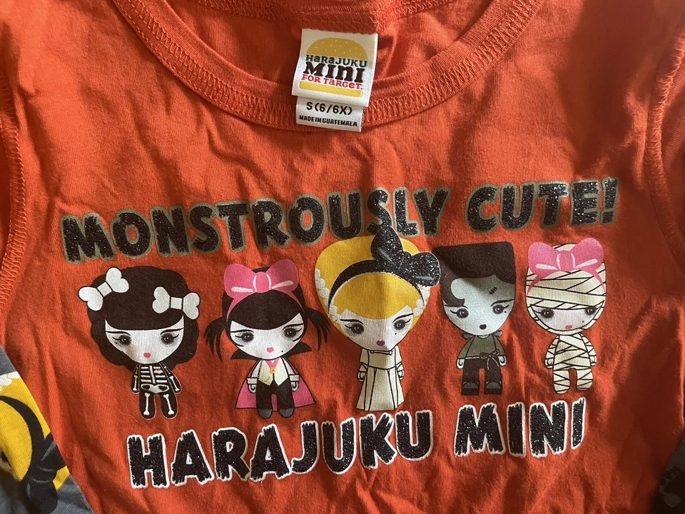 Lote de 2 camisetas Jack o Lantern Halloween y Harajuku manga larga niñas S 6/6X Foto 3 de 4