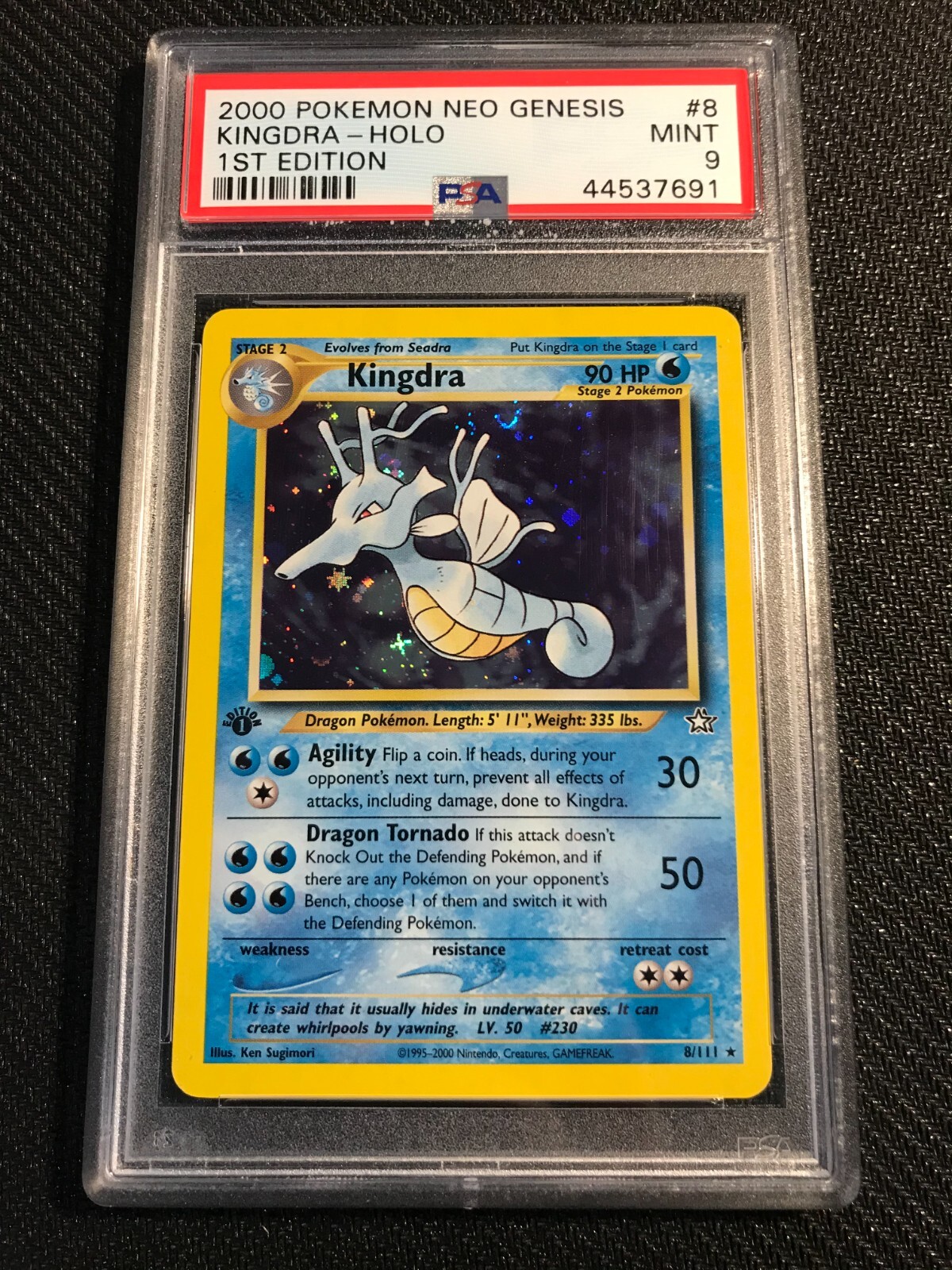 PSA 9 MINT Kingdra 8 Neo Genesis 1st Edition Holo Pokemon Card