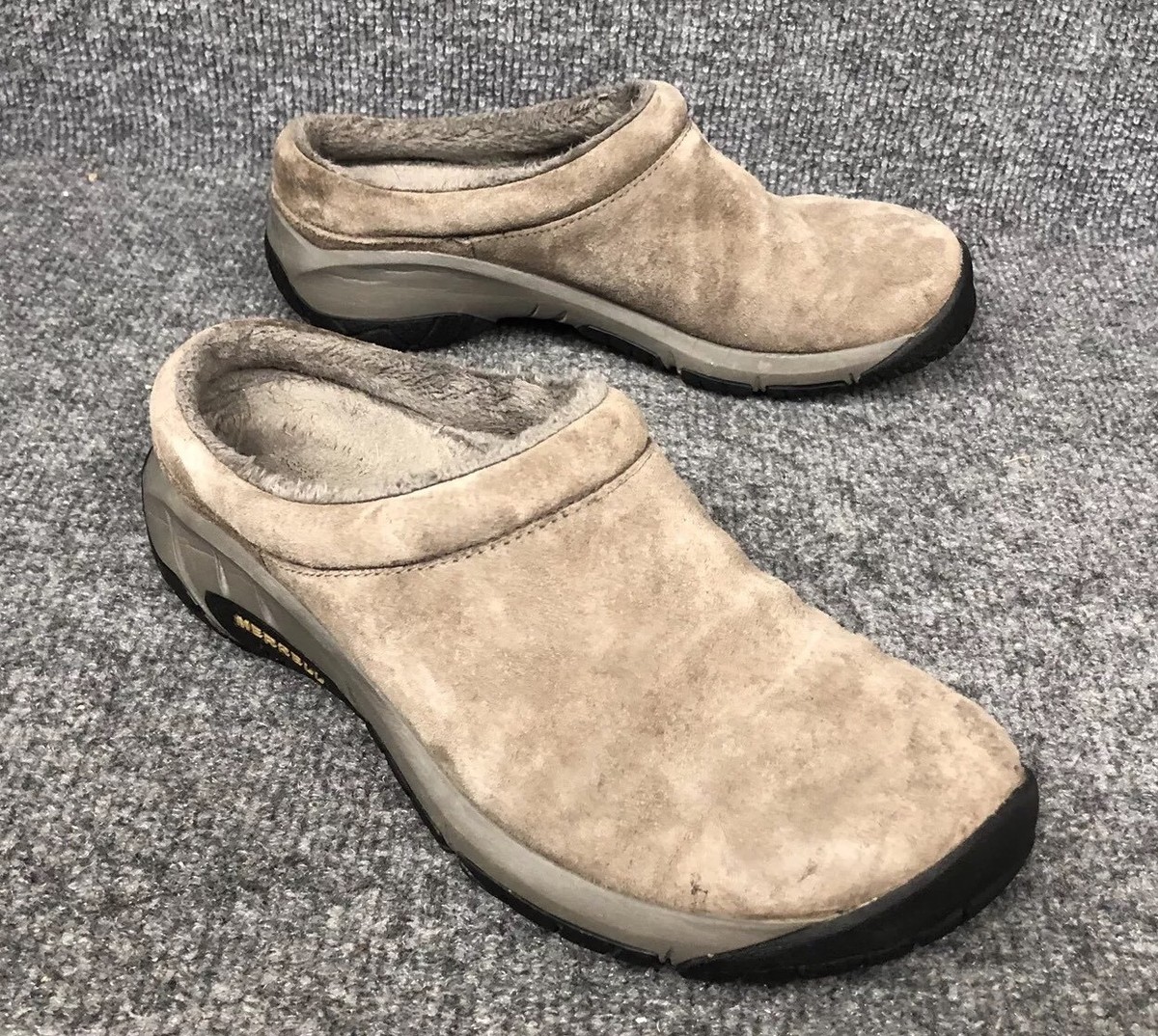 MERRELL Encore Nova Crystal Women Suede Fleece Shoe Size 6M Clog Slip On  Stone