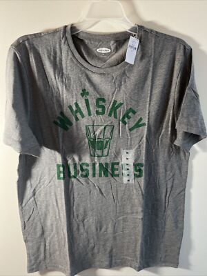Old Navy Whiskey Business T-Shirt Mens St. Patricks Day Gray/Green Medium New