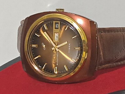 RARE ENICAR TIGER OCEAN 167.01.39 AUTOMATIC VINTAGE DAY DATE SWISS MEN'S WATCH
