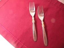 Set Of 2 Salad Forks Retroneu BRAID-GOLD ACCENT Glossy 18-8 Stainless 6 1/2"