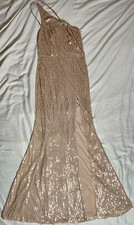 Fashion Nova Jaw Dropping Sequin Maxi Dress Brown Size Small