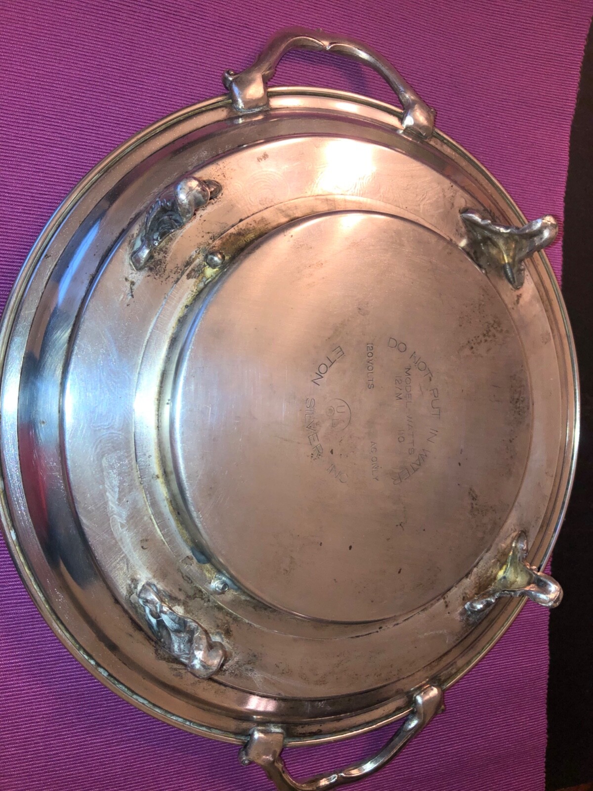 Eton Silver Inc. Two Handled Silverplated Warming Serving Tray eBay