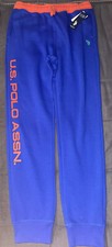 U.S. Polo Assn. Boy s Color Block Fleece Jogger Pants Park Blue Size XL 14/16