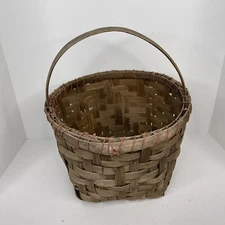 Vintage Rustic Farmhouse cottage core wicker basket with handle gathering large