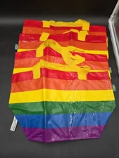 4 PC Ikea STORSTOMMA Small Reusable Rainbow Tote Bag