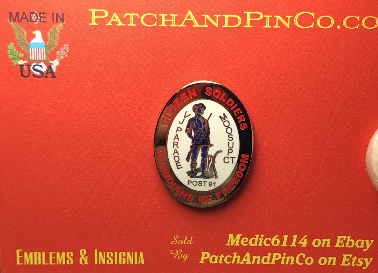 VJ Day Parade American Legion Post 91 pin Moosup CT Connecticut Citizen