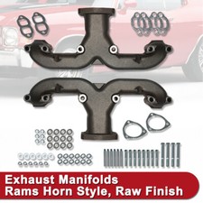 Cast Iron Ram Horn Exhaust Manifolds Raw Fit Chevy Sbc 283 305 327 350 400