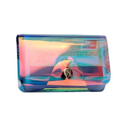 holographic card wallet holographic bags purse for women Holographic PVC Clear Wallet Pouch ID Cards