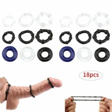 US 18PCS Soft Silicone Cock/Penis Ring for Men Enhancer Prolong Sex Aid Tool NEW