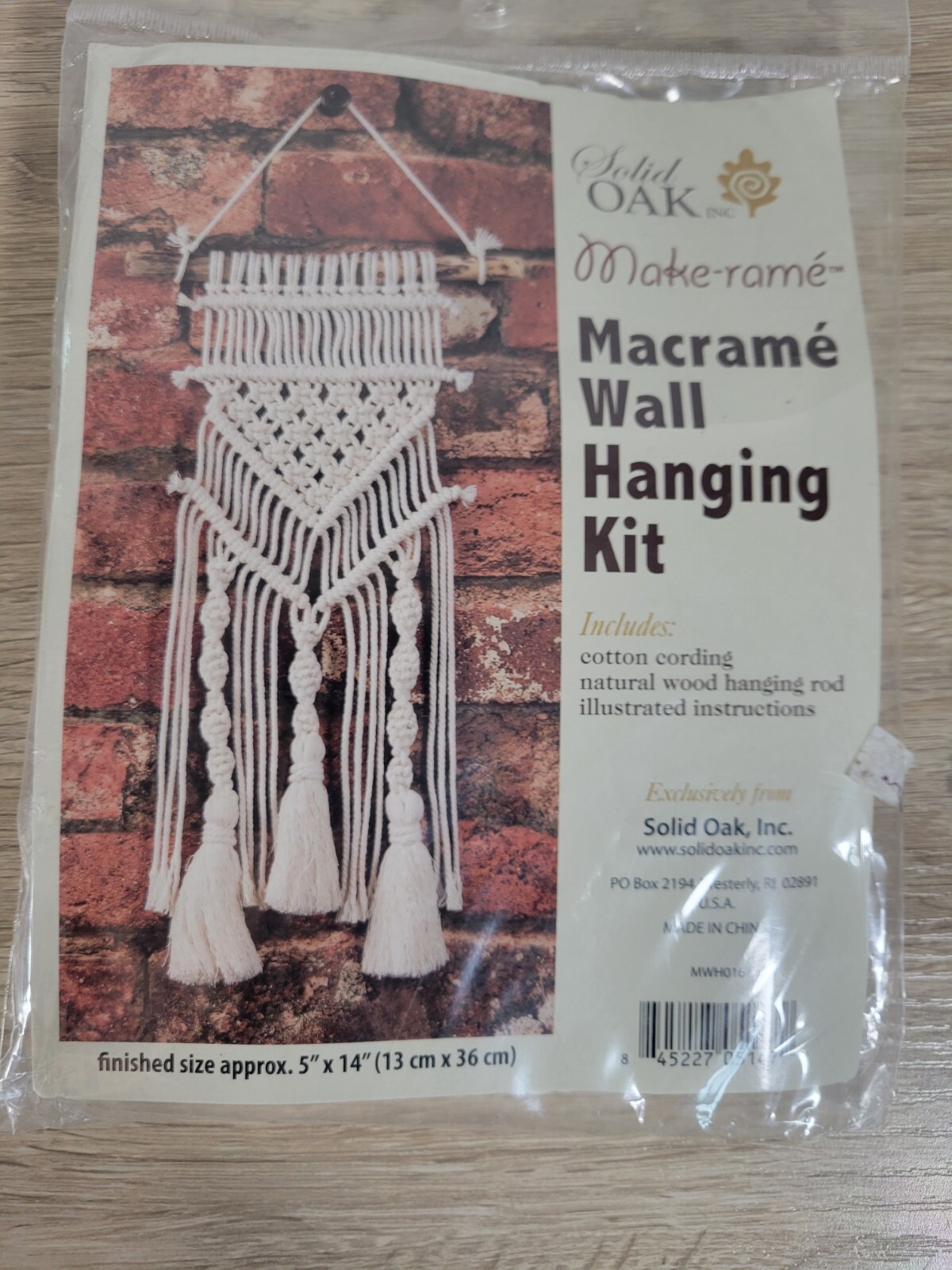 Vintage Solid Oak  Macramé  Wall Hanging Decor Craft Kit NIB