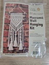 Vintage Solid Oak  Macramé  Wall Hanging Decor Craft Kit NIB