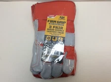 Firm Grip 65032 Suede Double Leather Palm Gloves Orange Gray Large, PACK OF 3