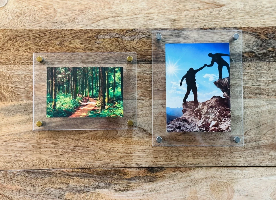 2 Bulk Modern Floating Acrylic Frame Straight Corners, Choose hardware color. - Image 3 of 4