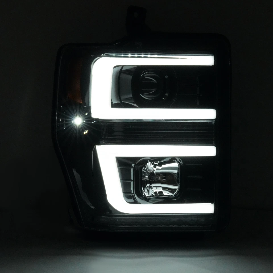 For Ford F-250 F350 F450 2008-2010 SuperDuty Black LED Tube Projector Headlights - Image 4 of 4