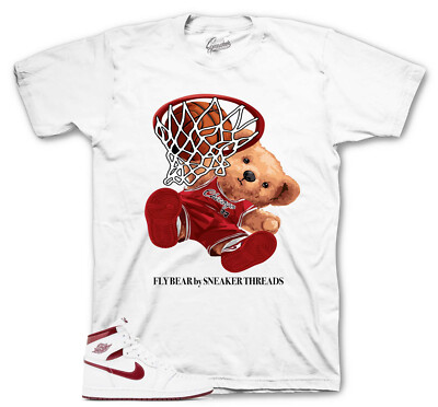 Sneaker Tees To Match Jordan 1 Metallic Burgundy Shoes - Fly Bear Shirt