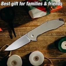 FLISSA Pocket Knife Folding Tactical Knife with G10 Handle D2 Blade Brown USA