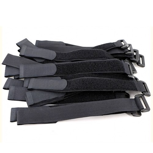 Black Hook and Loop Heavy Duty Strap Strapping Cable Ties with Buckle 15cm-600cm - Picture 2 of 11