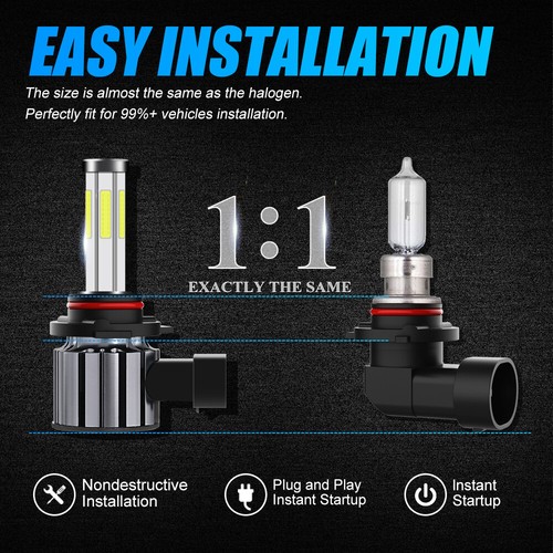 6-Seiten LED Scheinwerfer Kit 9005 HB3 3000W 450000LM 6500K Fernlicht weiße Glühbirnen 2x - Bild 9 von 12