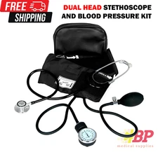Dixie EMS Adult BP Cuff Blood Pressure Kit With Dual Head Stethoscope - Black