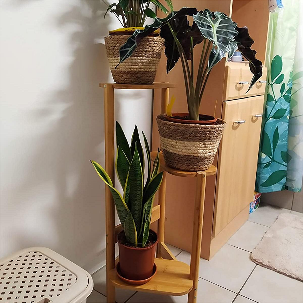 Pflanze Etagere Blumentreppe Blumenstnder Vintage Pflanzenregal aus Holz  Bambus