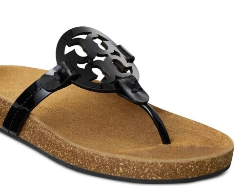 NIB TORY BURCH $238 MILLER CLOUD PERFECT BLACK FLIP FLOP THONG SANDAL/Sz 6 - Picture 3 of 5