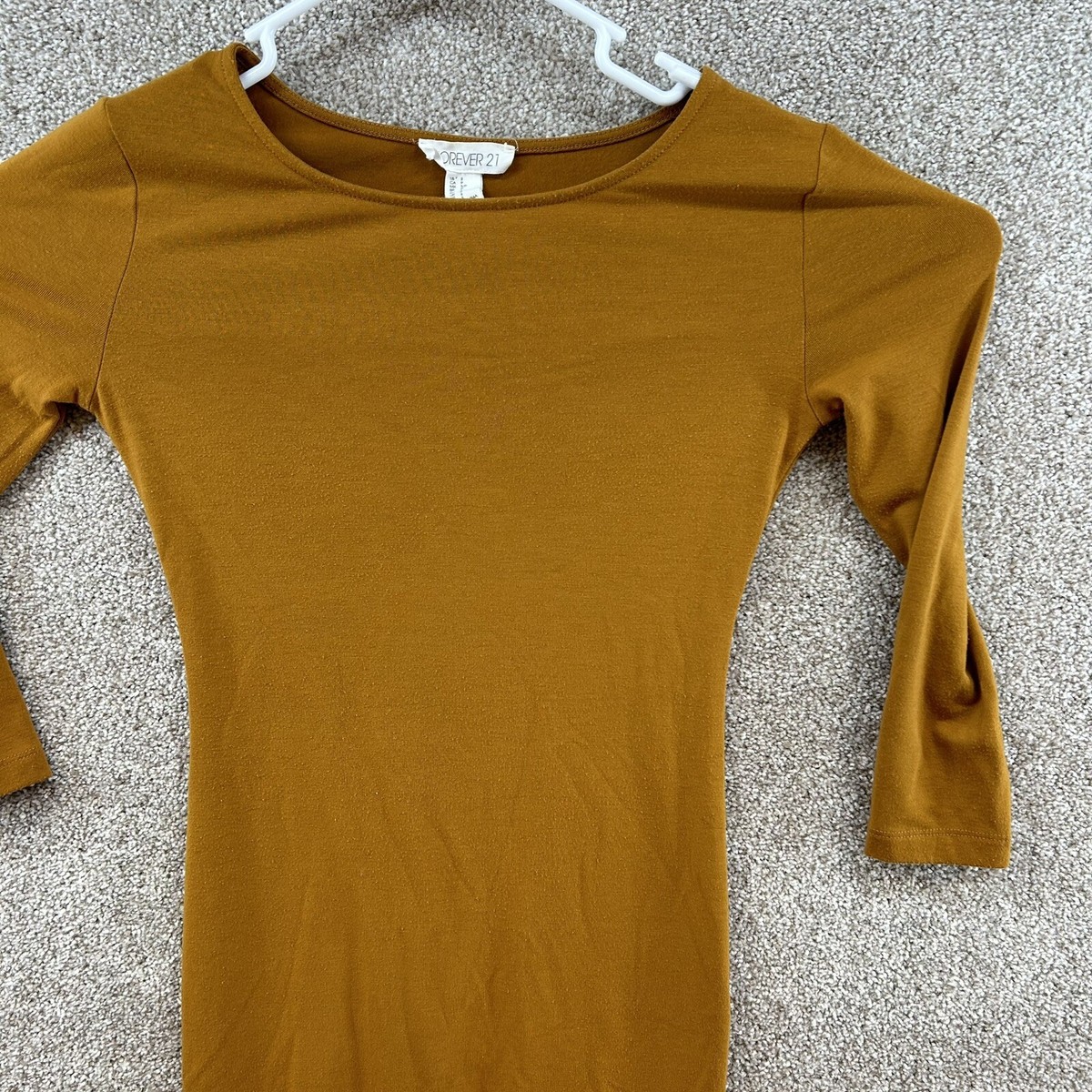 Forever 21 Women's Bodycon Long Sleeve Mini Mustard Yellow Dress Size S |  eBay